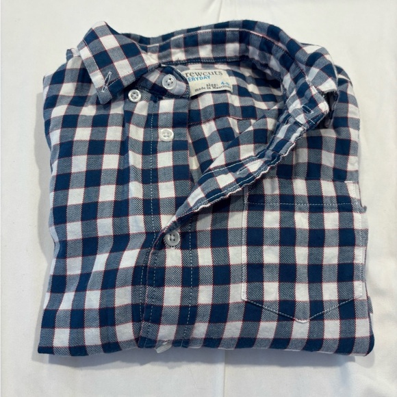 Crewcuts Navy and White Plaid Boys Button Down Shirt - Picture 1 of 6